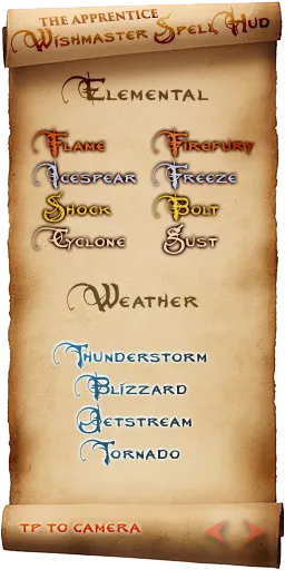 Elemental and Weather spells on the Apprentice HUD