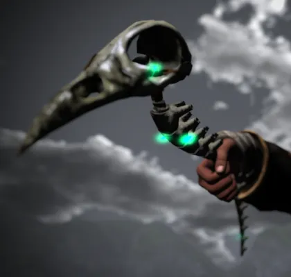 The Necrobane glowing green